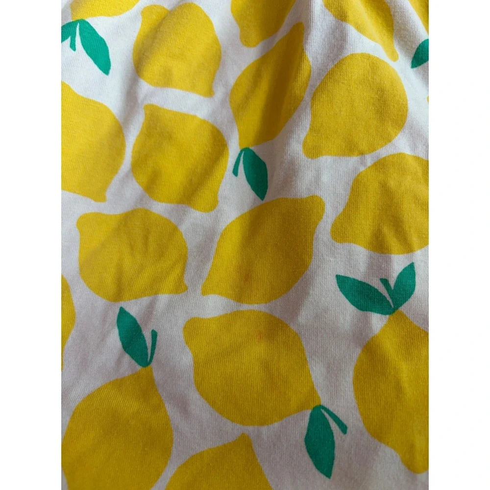 Hanna Andersson Dress Girls 4 Yellow Lemon Print Skater Cotton Pockets